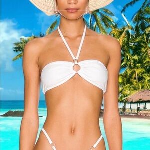 NEW Superdown White Bikini Top Revolve Ana Bandeau White Large